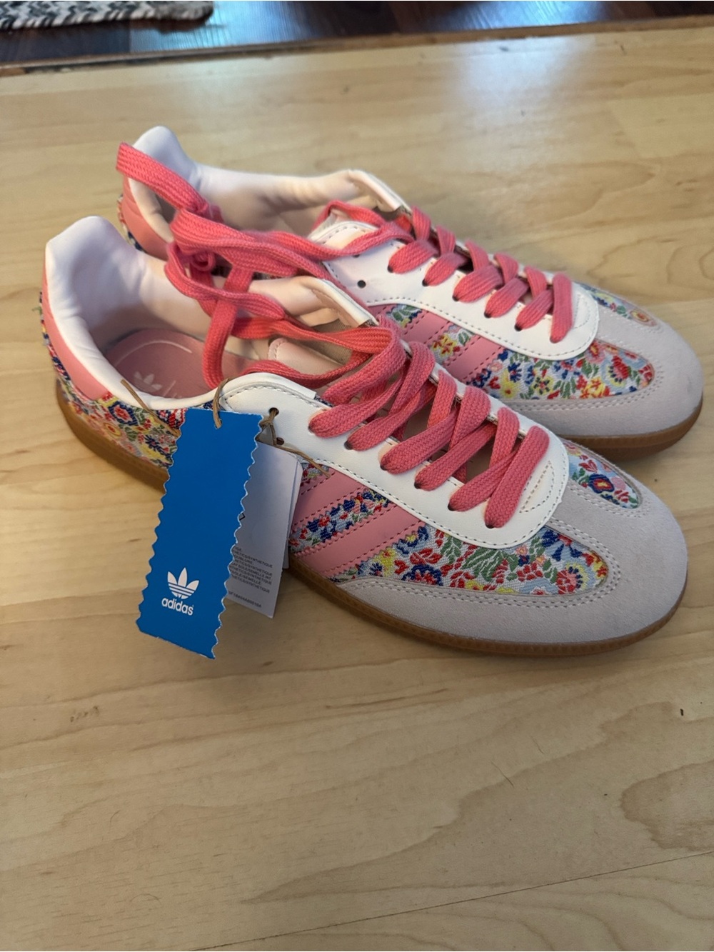 adidas Samba Women’s Pink Floral Gazelle-Style Sneakers - Picture 3 of 10